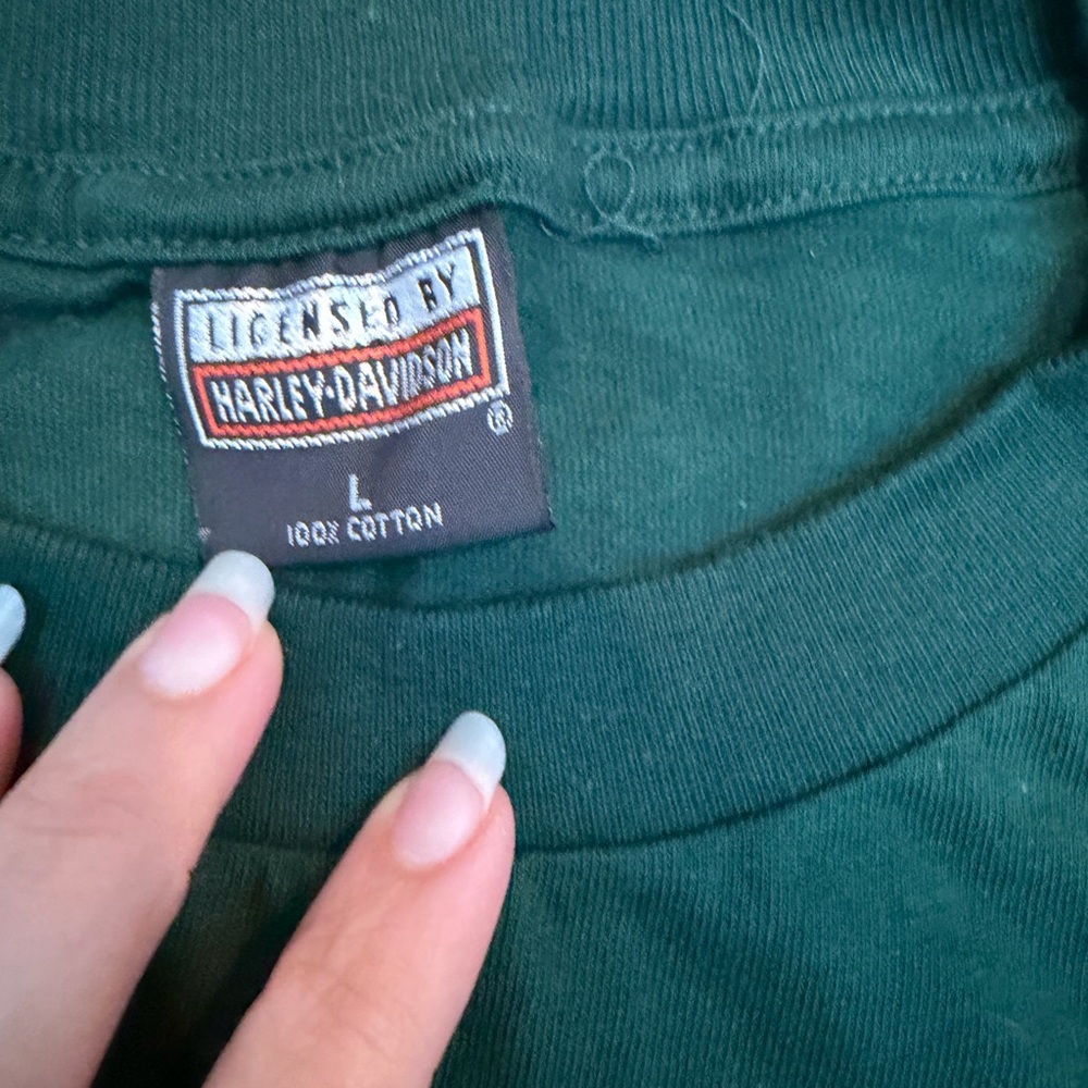 Harley-Davidson Dark Green Cotton T-Shirt - Picture 2 of 3